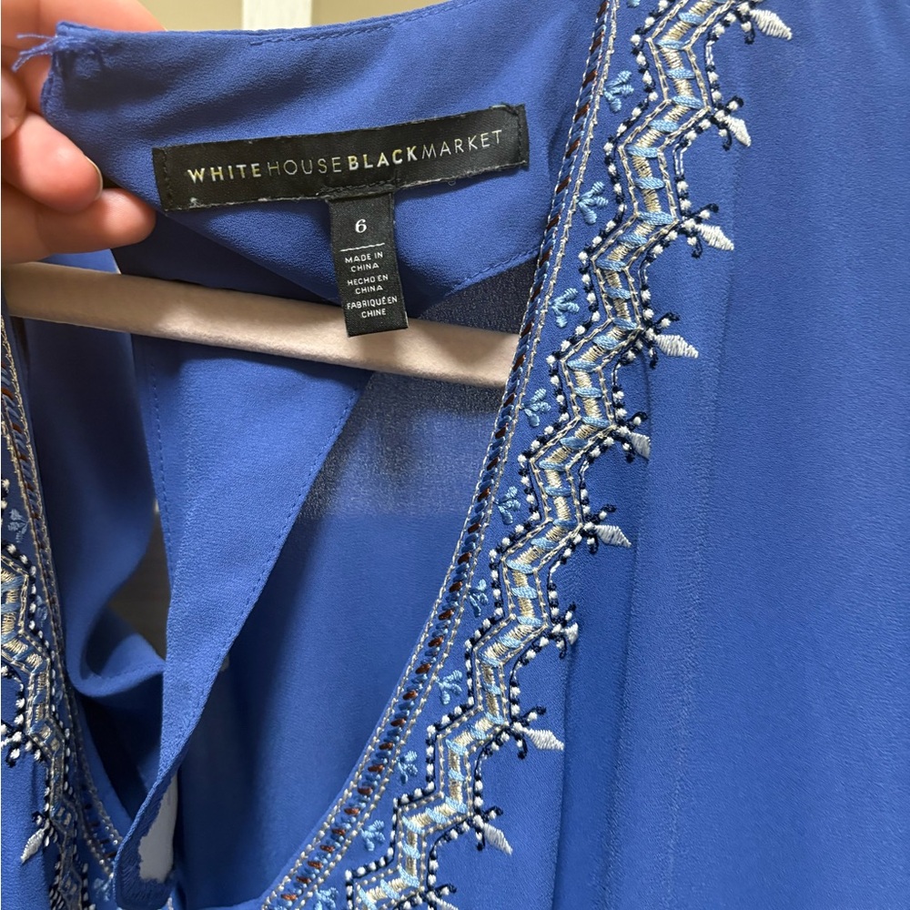 White House Black Market Royal Blue Jumpsuit with Silver Embroidery - Picture 3 of 4